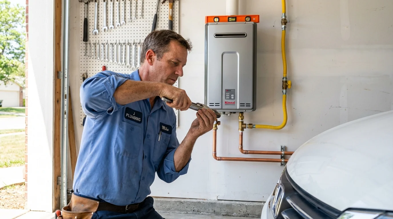 Tankless water heater installation by a Johns Plumbing LLC plumber in Bono